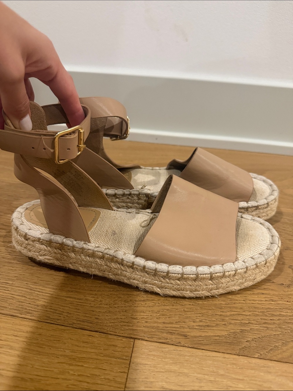 Women’s Nude Espadrille Platform Sandals with Ankle Strap